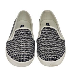 Nautica Sunchaser Slip On Navy White Chevron Canvas Sneakers Shoes Womens Size 8